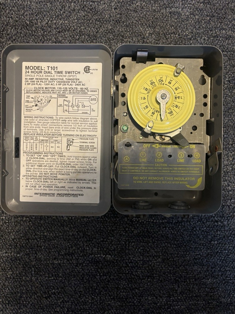 Intermatic T101 24 Hour Dial Time Switch Timer Module Mechanical Timer