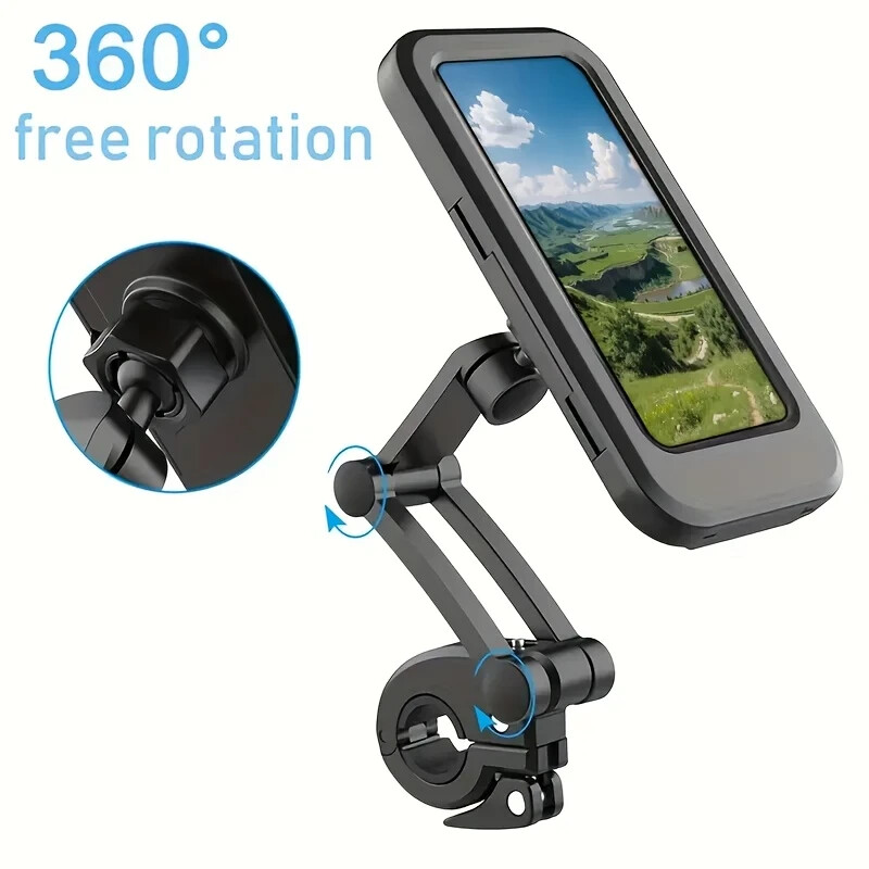 Waterproof Motorcycle Phone Holder - 360° Rotating & Shockproof