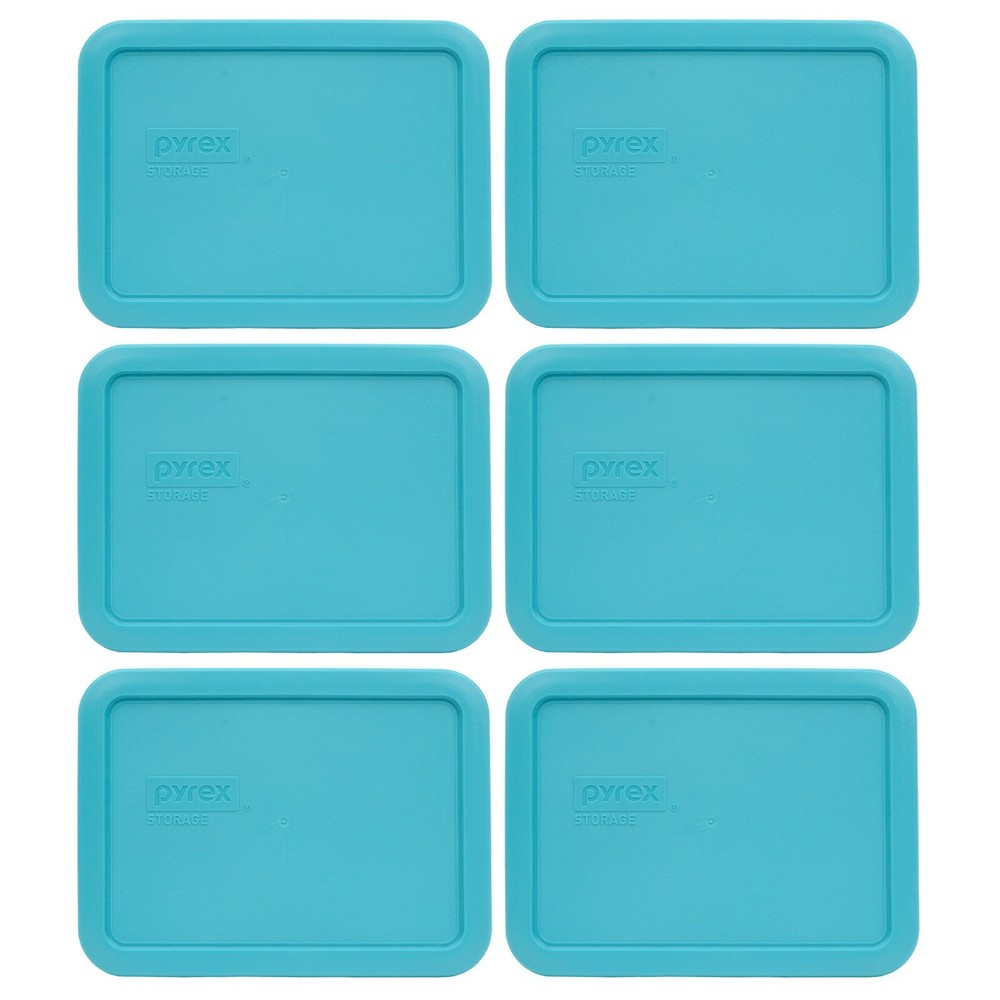 Pyrex 7210-PC Surf Blue Rectangular Food Storage Replacement Lid Cover (6-Pack)
