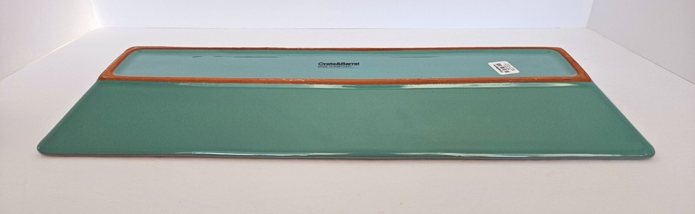 Crate & Barrel Agave 18.5" Aqua Rectangular Serving Tray + 2 5" Condiment Bowls