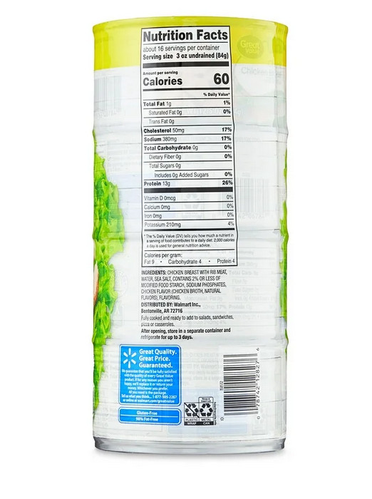 Great Value Chunk Chicken Breast, 12.5 Ounce Can (4 Pack)