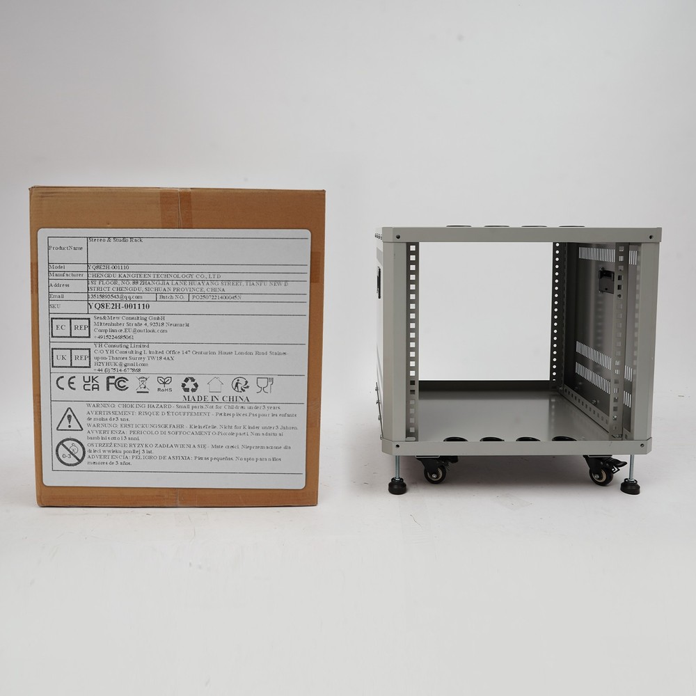 9U Server Rack Rectangular Server Rack Cabinet Rolling Studio Rack Case Grey NEW