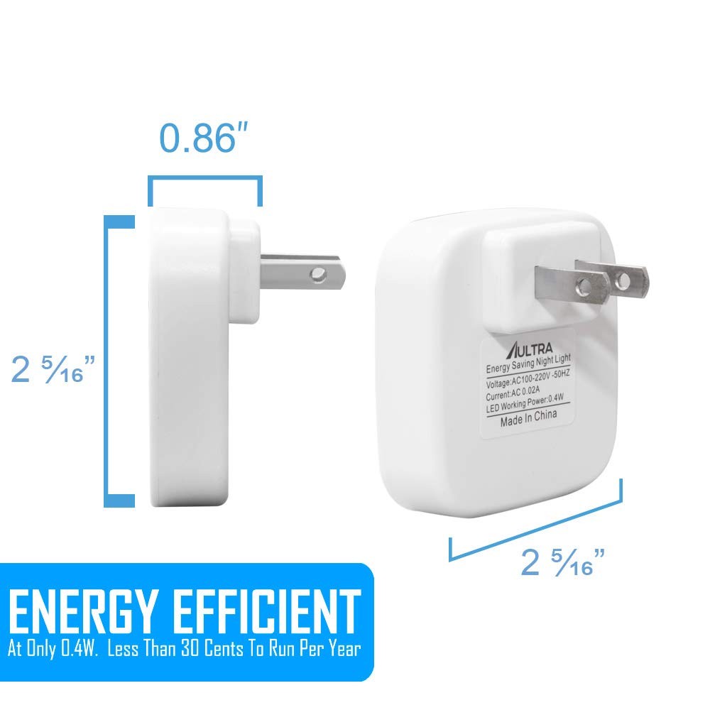 Aultra Night Light LED Lights Plug Square 4 Pack, White