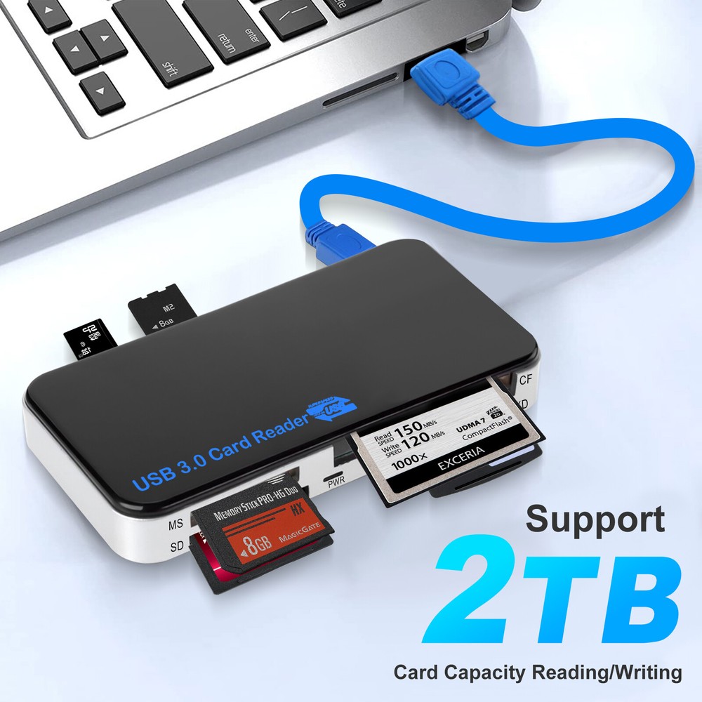 USB 3.0 Memory Card Reader Adapter 5GBPS for CF/ TF/ SD/ Micro SD/ XD/ M2/ MS