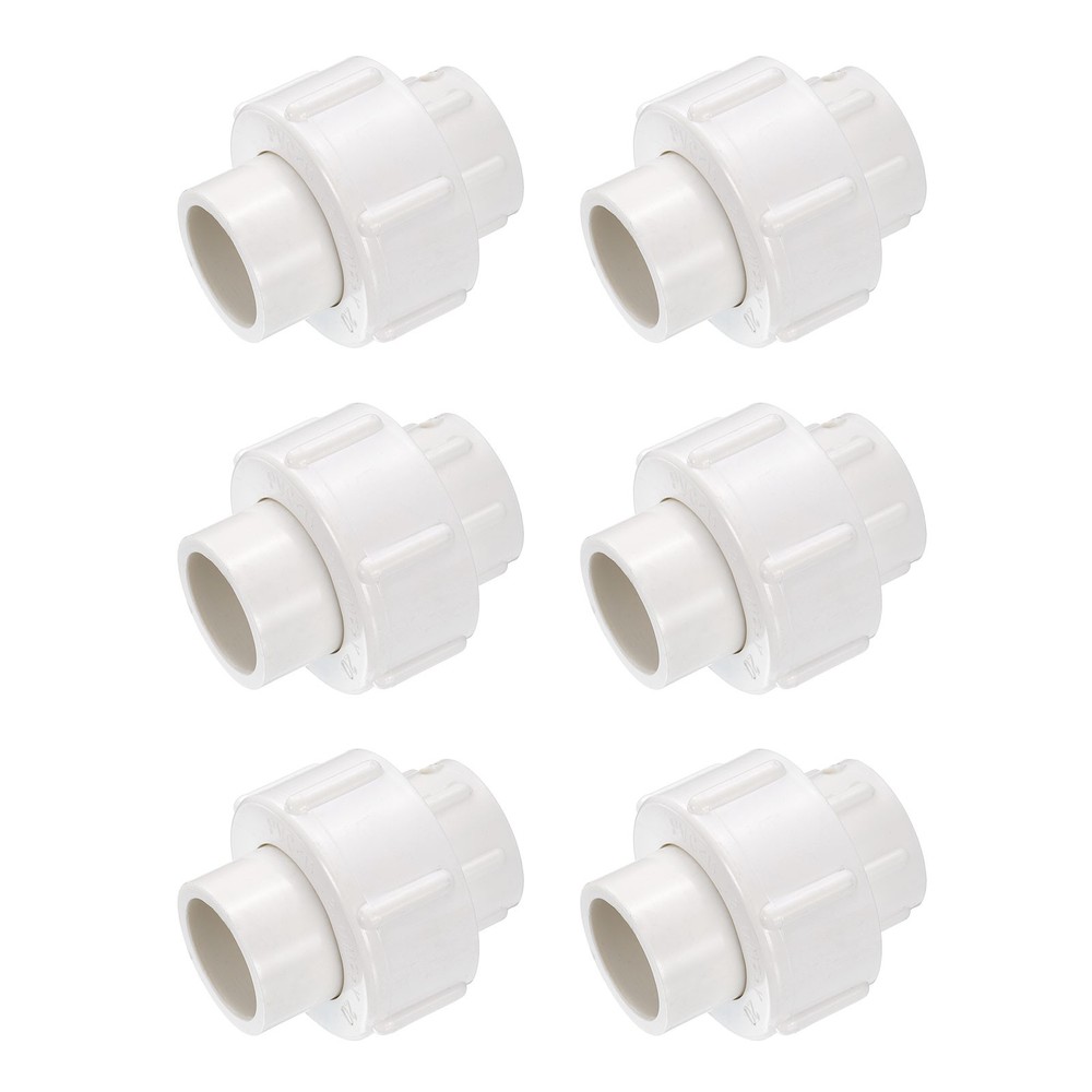 6 Pcs 1/2" Union PVC Coupling Pipe Fitting Adapter, White