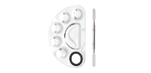 Small Half Circle Finger Hole Foundation Spatula Silver Tone 1 Set
