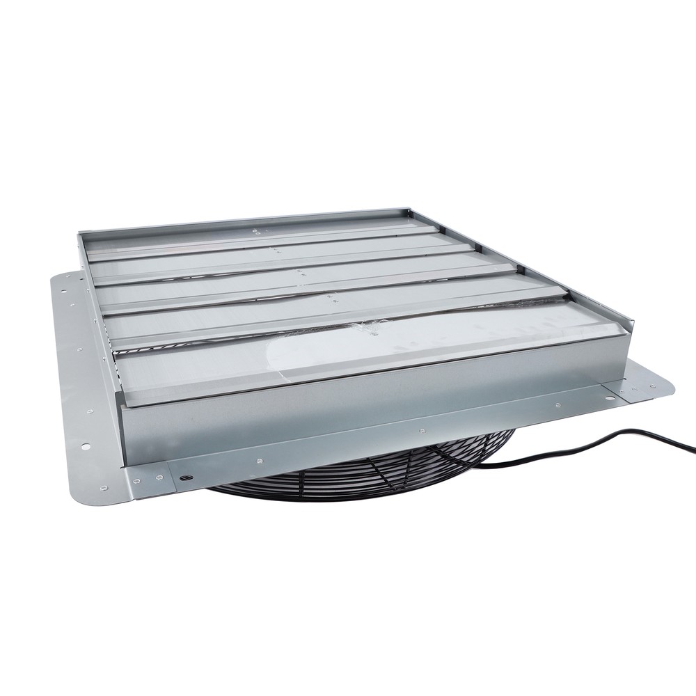 24 Inch Shutter Exhaust Fan, 4120 Cfm, With Speed Controller Wall Mounted Silver