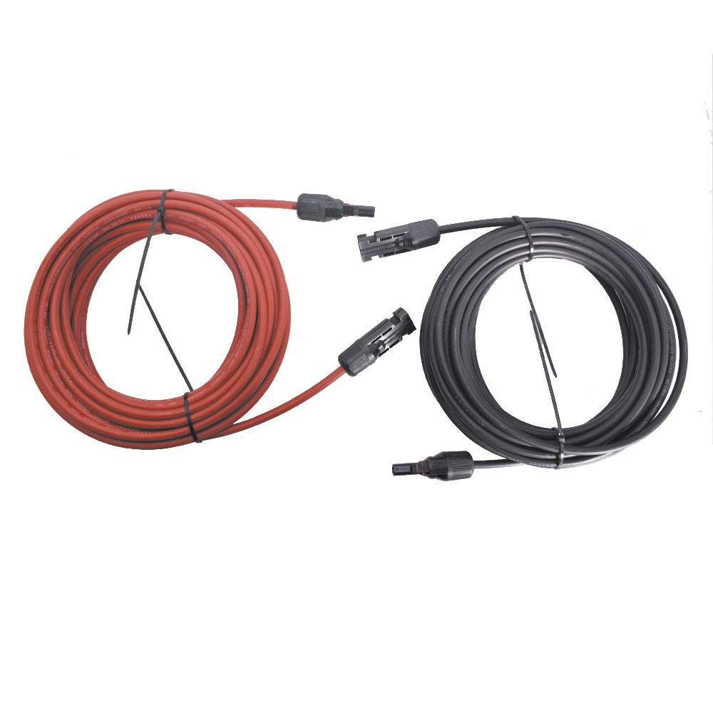 1Pair 30ft Black + Red 12AWG Solar Panel Extension Cable Wire Connector