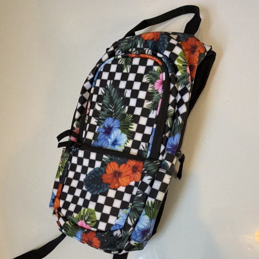 Rave Hydro Pack 2L New Hydration Pack Flowers Checkerboard
