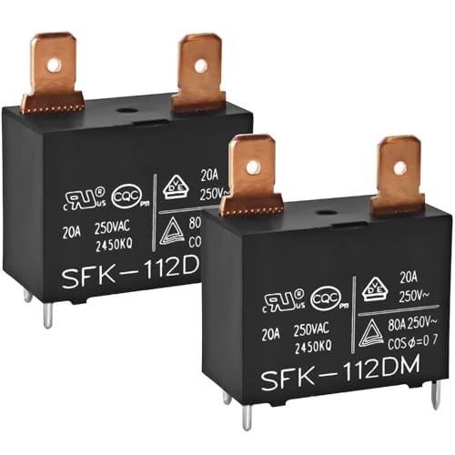 SFK-112DM Relay (Pack of 2) - 12VDC 20A 250VAC 4Pins Air Conditioner Water