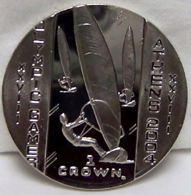 IOM ATHENS OLYMPICS WINDSURFERS 2003 CROWN CUNI COIN UNC