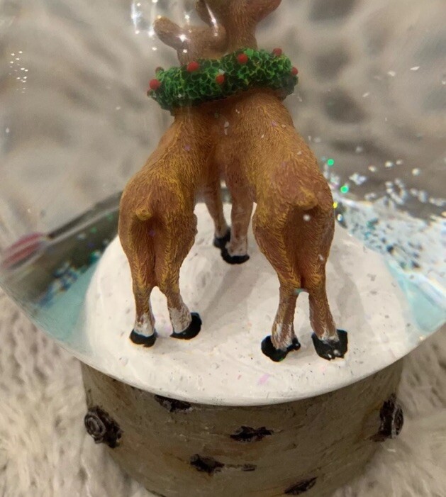 Martha Stewart Two Deers Stag & Doe Snow Globe