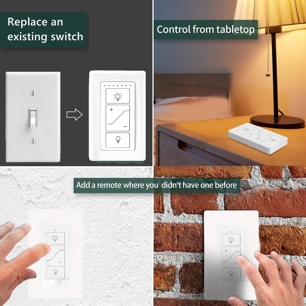 Smart Dimmer Switch with Remote Wireless 3-Way/4-Way Remote Work with Alexa