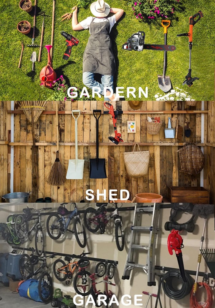 Garden Power Tool Hanger Garage Wall Hooks Weedeater Rack String Trimmer Hanger