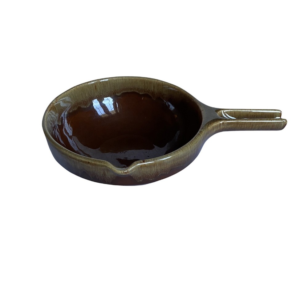 Rubel Brown Drip Glaze Handled Rustic Stoneware Pour Spout Serving Dish 2013