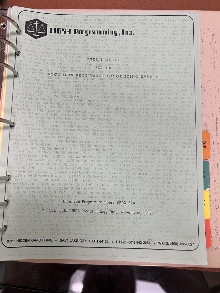 Vintage LIBRA Accounting System Manual Binder IBM 5110 Phase I Computer 1977 Doc