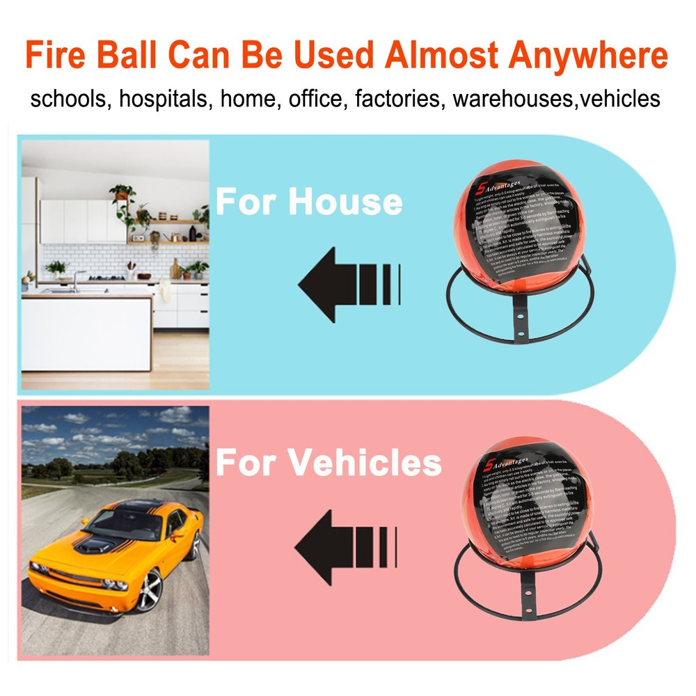 10 PACK Portable Automatic Fire Ball Extinguisher with Bracket and Hook Mount