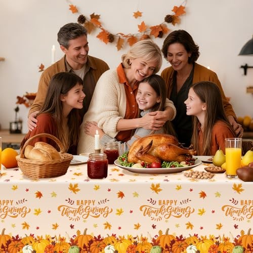 3 Pack Thanksgiving Tablecloth, 108x54inch Fall Thanksgiving Tablecloth