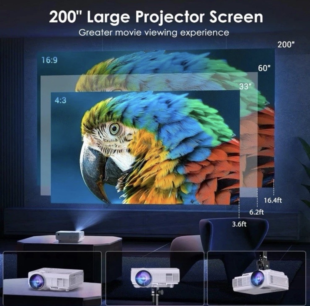 YOWHICK DP01 LED Projector - 1080P Output (White)