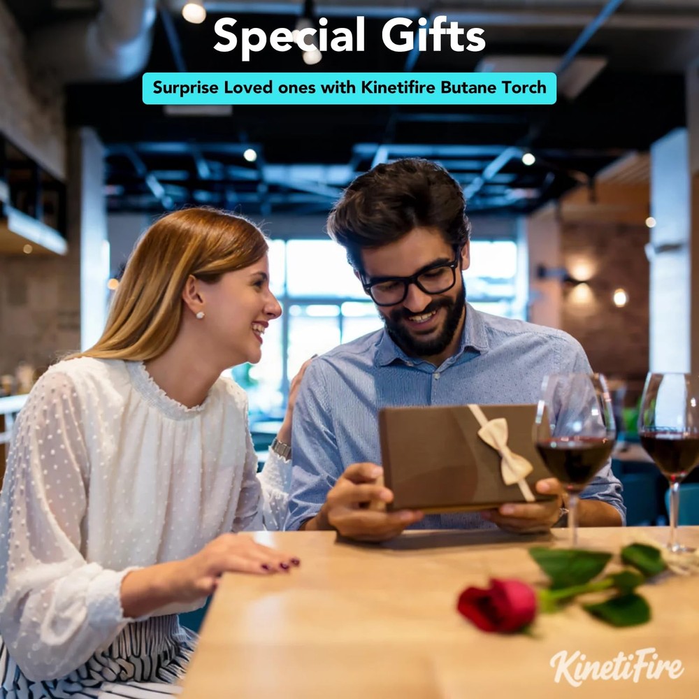 KinetiFire Butane Torch Lighter, Refillable Silver