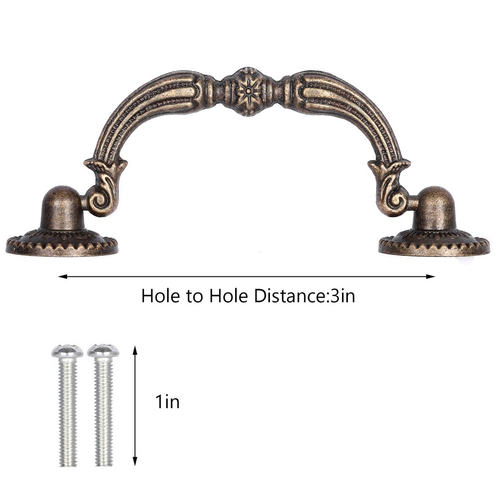 1~20PCS Vintage Drop Bail Dresser Pull Handle Drawer Pulls Rustic Antique Bronze