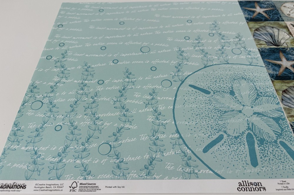 OCEAN, NAUTICAL, SHELLS - 12" x 12" Scrapbook, 5 Single/1 Double-Sided Sheets