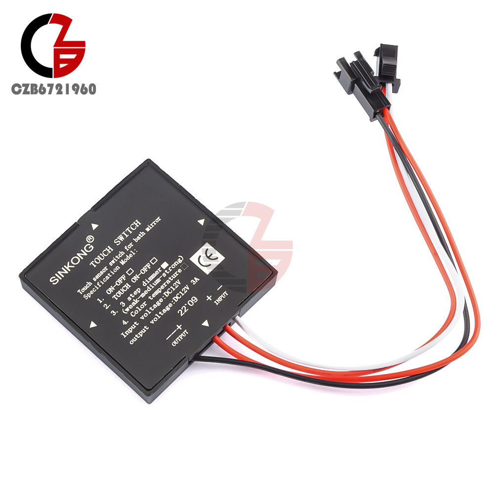 DC 12V Touch Sensor Control Switch On/Off For Glass Lamp Bath Mirror Light LED