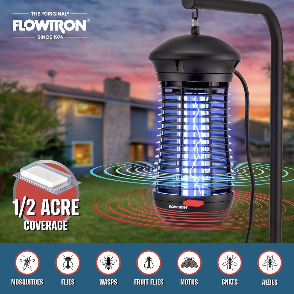 Flowtron Rechargeable Bug Zapper, 2150 Sq Ft with LED Light