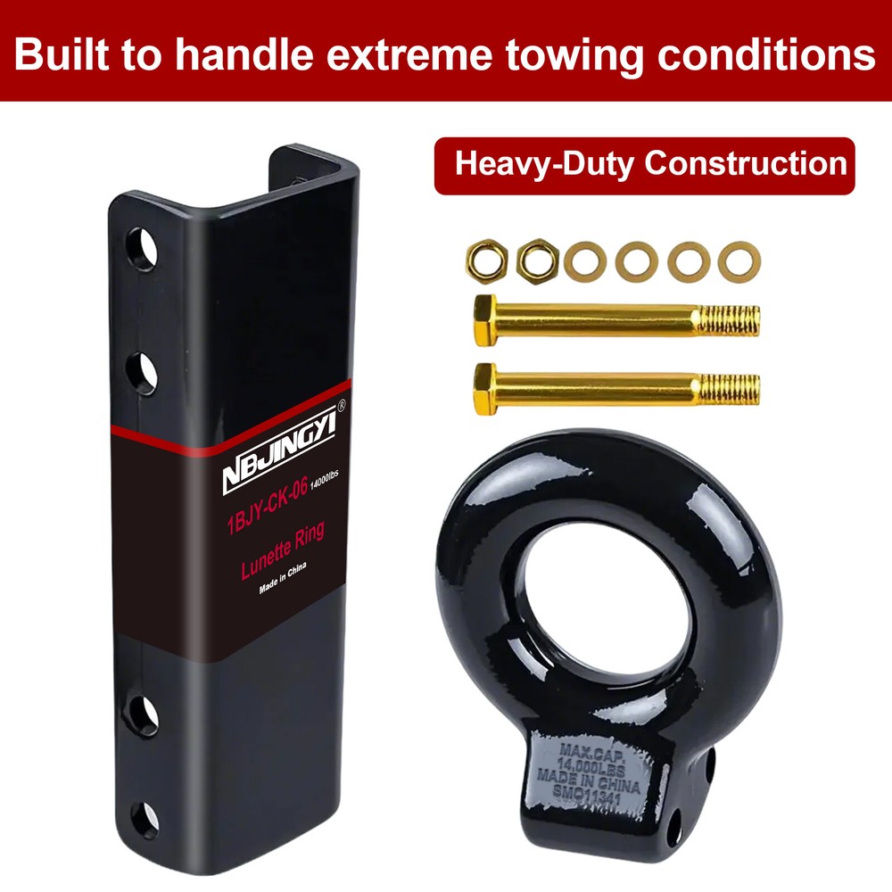 3"ID Trailer Pintle Hitch Lunette Ring Eye Coupler+5-Position Adjustable Channel