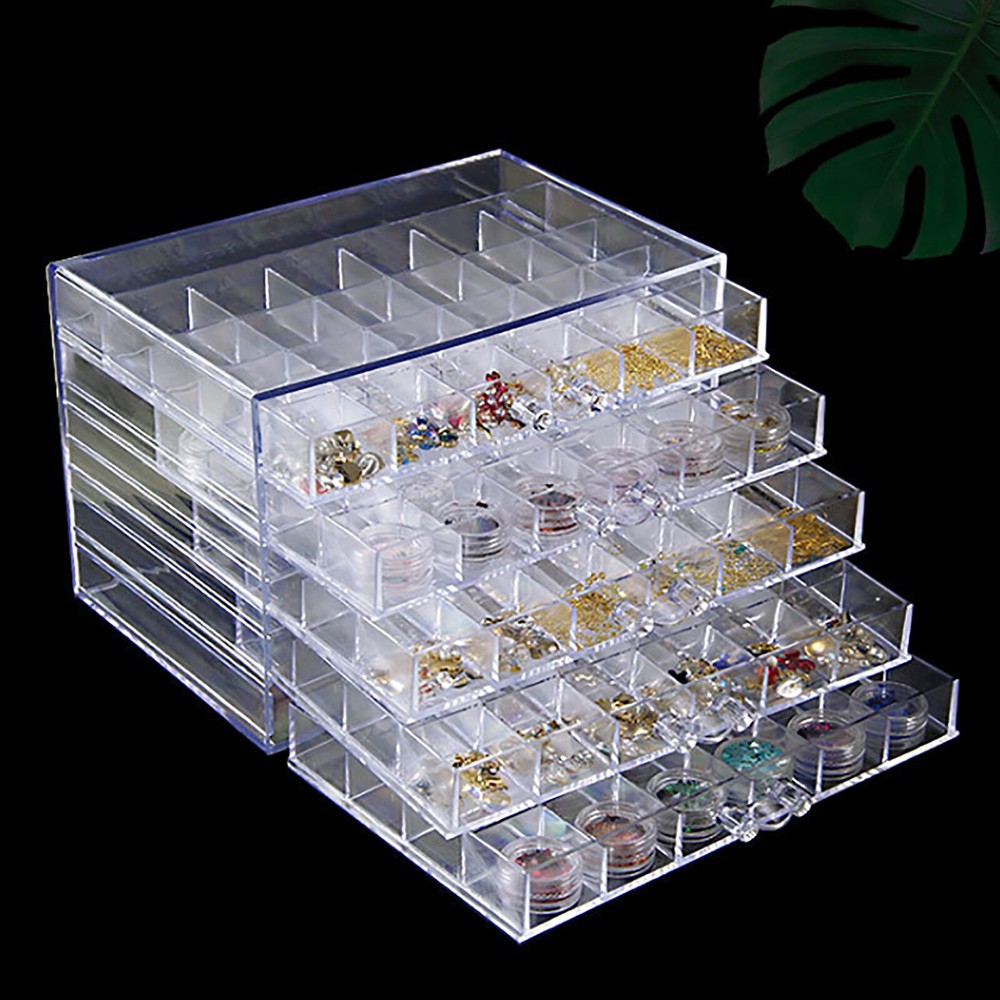 120 Grids Nail Art Storage Case 5-layer Drawer Acrylic Clear Organizer Box