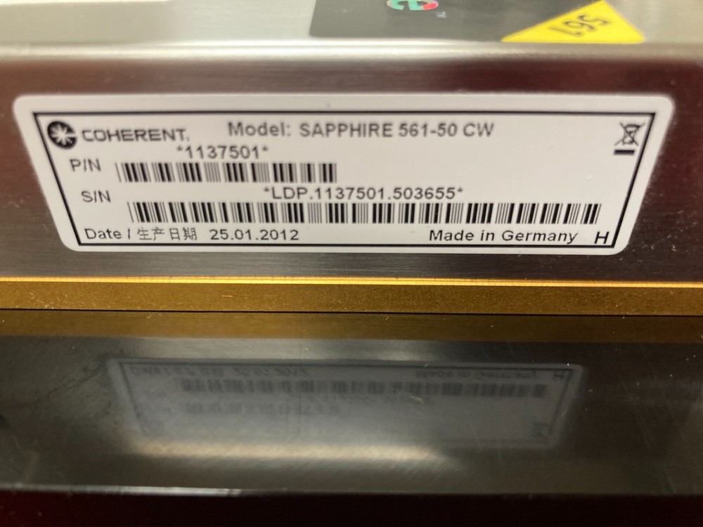Single Frequency Coherent Sapphire 561-50 Laser Platform ! Kr+ Ion replacement!