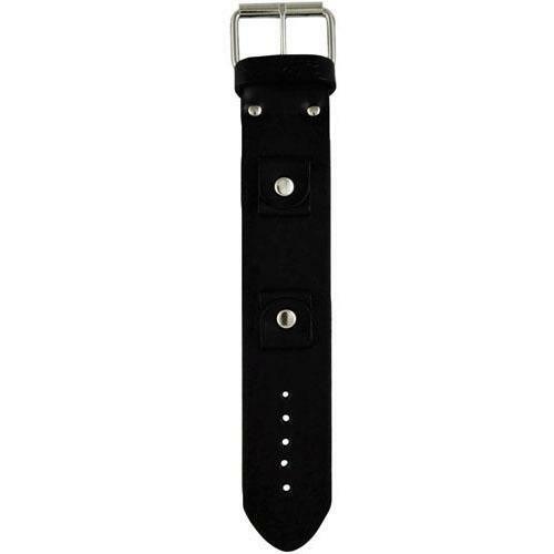 GB-K Basic Junior Size Black Leather Cuff Watch Band 20mm
