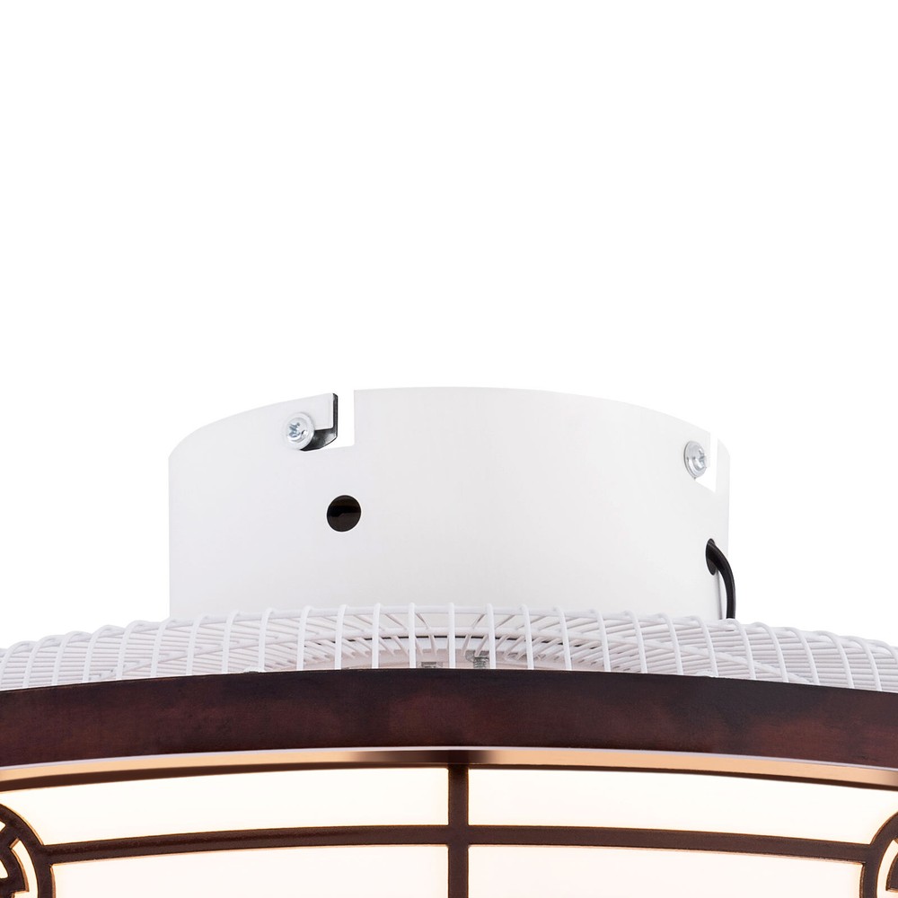 Caged Low Profile Ceiling Fan with Remote Control - Neo-Chinese Design