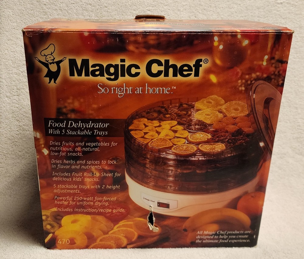 Magic Chef Electric Food Dehydrator 5 Stackable Trays 470 Tested Mint in Box