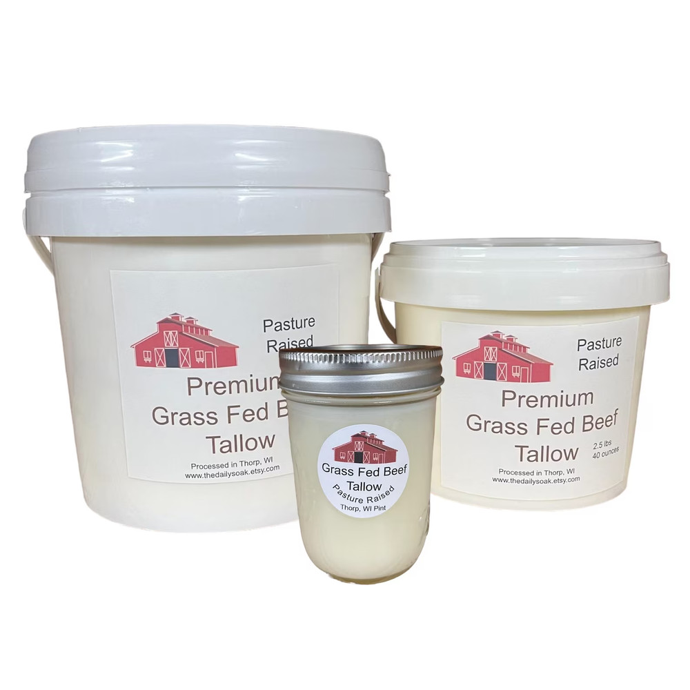 Grass Fed Beef Tallow Bulk - dry rendered 2.5Lbs, 5Lbs, 14Lbs, 25Lbs.