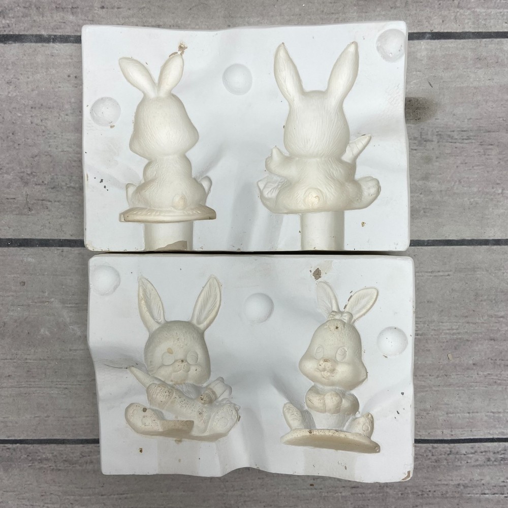 Kiismiller Ceramic Casting Mold 2 Bunnies Rabbit #602