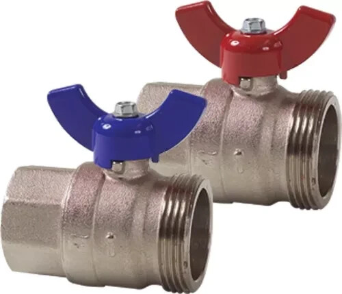 Viega 15056 Manifold Ball Valve Set - 1-1/4" Union x 1" FPT  Nickel-Plated Brass