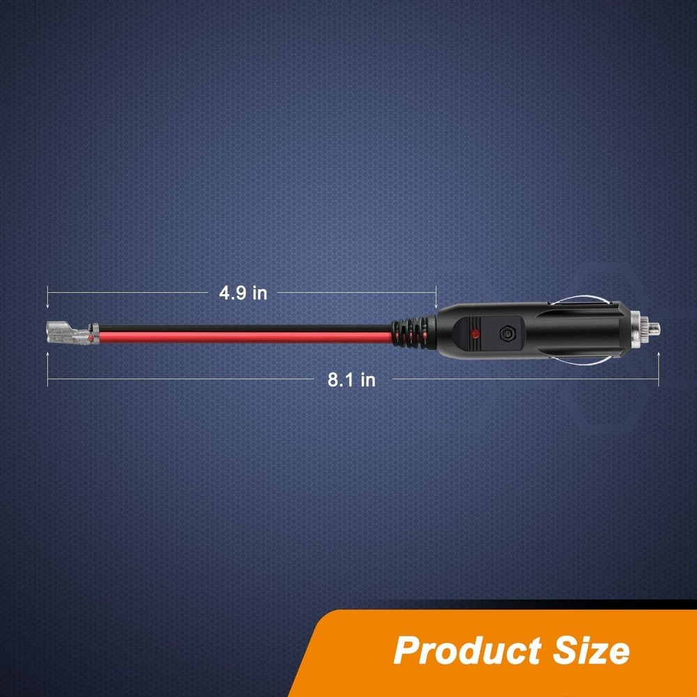 12V Replacement Cigarette Lighter Male Plug Adapters with Leads & LED Light &...