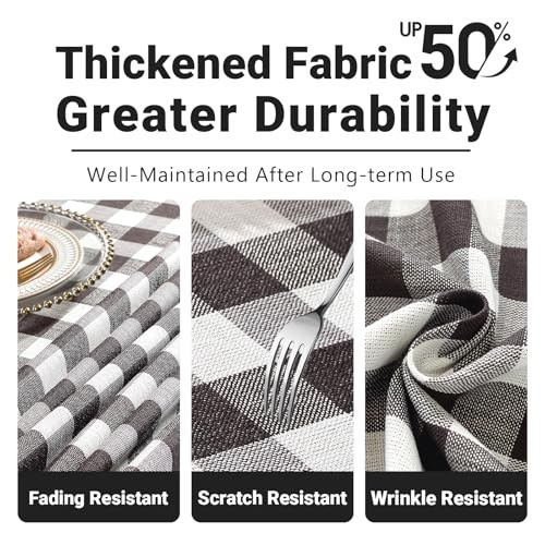 Checkered Tablecloth Rectangle Washable 70" x 55" (Rectangular) Black