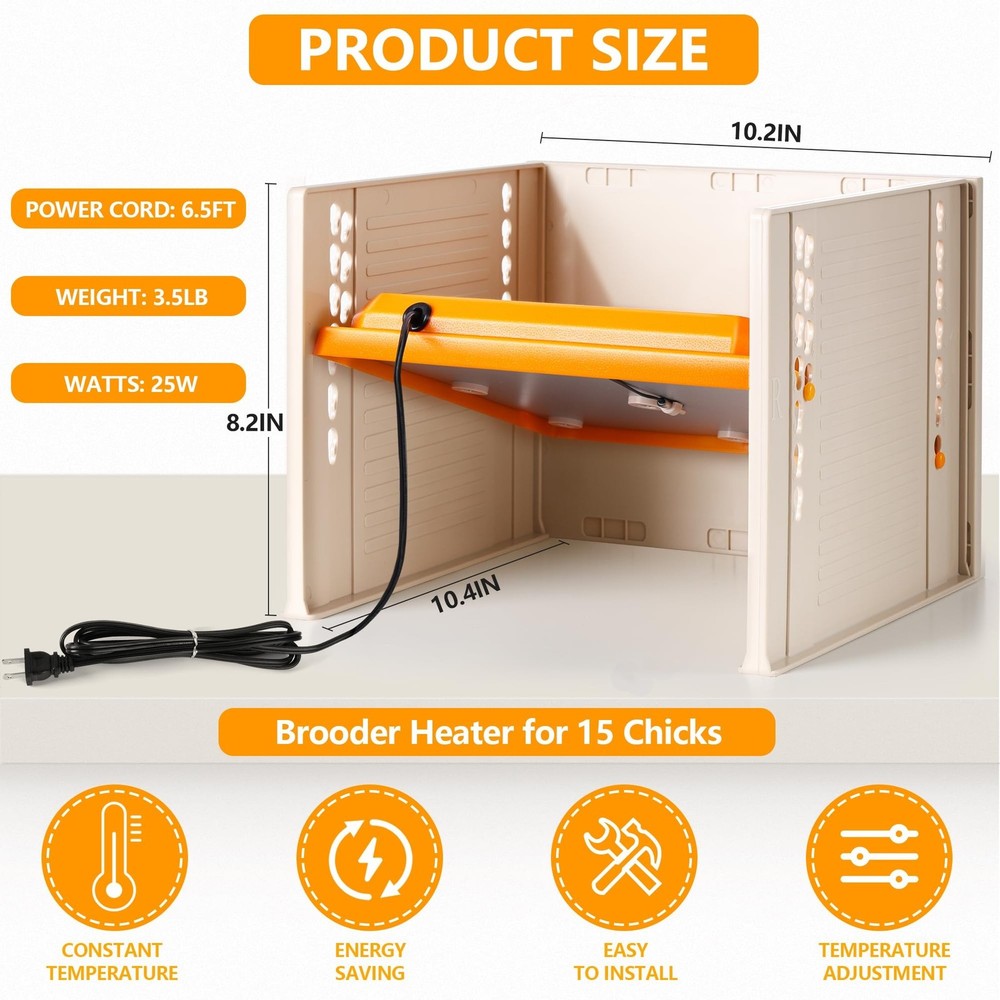 Chick Brooder, Chicken Brooder Heating Plate for Chicks with Adjustable Heigh...