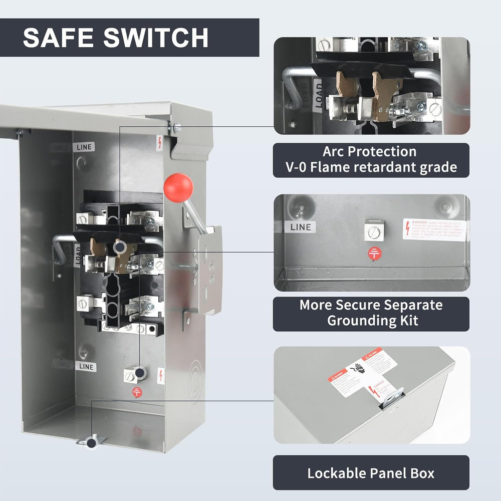 Generator Transfer Switch 100A, Manual Transfer Switch for Home Generator, Heavy