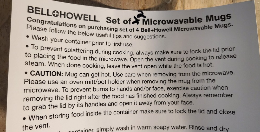 Bell Howell Microwave Vented Mugs