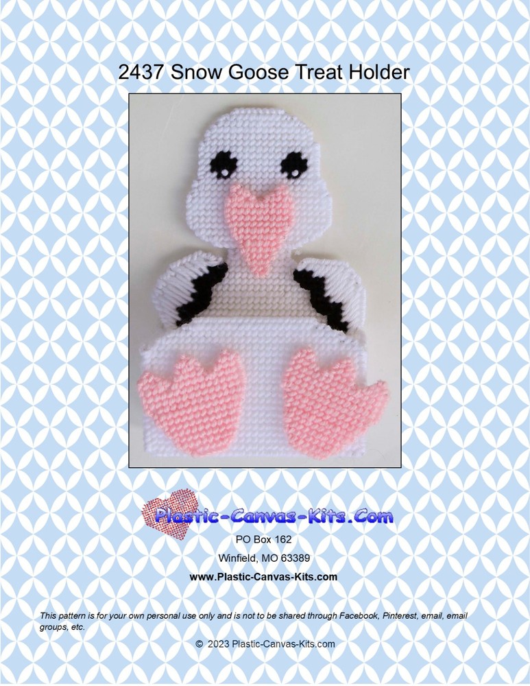 Snow Goose Treat Holder- Plastic Canvas Pattern or Kit