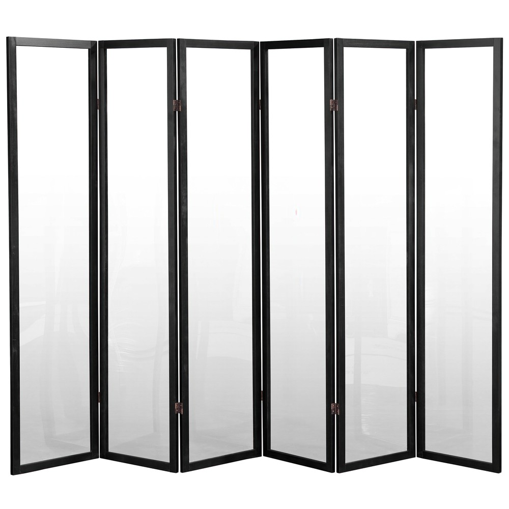 6 ft. Tall Clear Plastic Partition Black 6 Panel