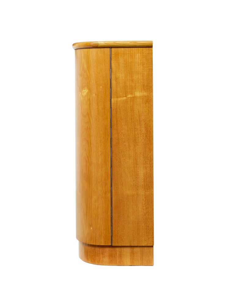 MID CENTURY SHAPED SCANDINAVIAN ELM LOW OPEN BOOKCASE