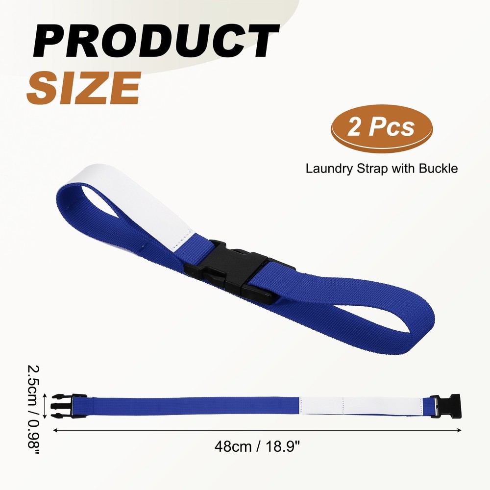 2 Pcs Multipurpose Laundry Strap with Buckle, Dark Blue