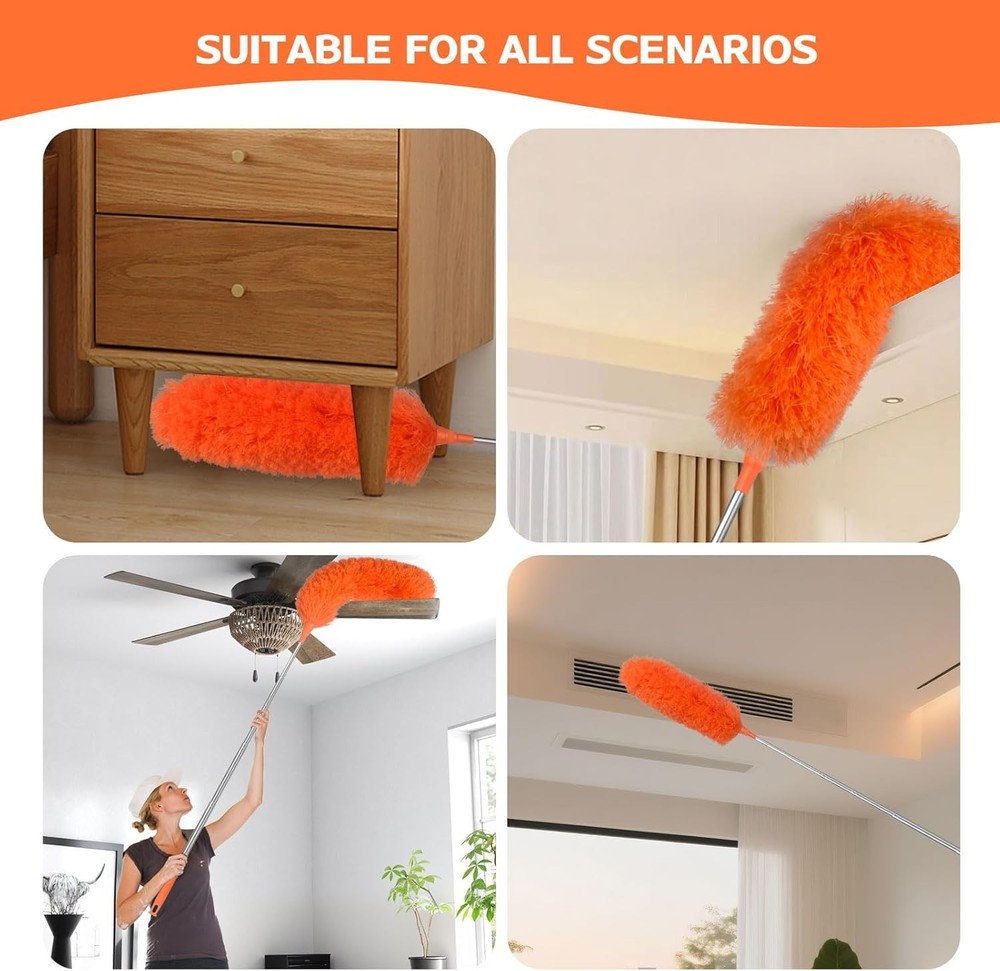Microfiber Feather Duster Extendable Duster with 30'' to 100'' Telescoping Exten