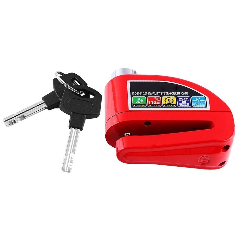 Motorcycle Alarm Disc Lock Brake Security Disk Bicycle Wheel Lock Security Red