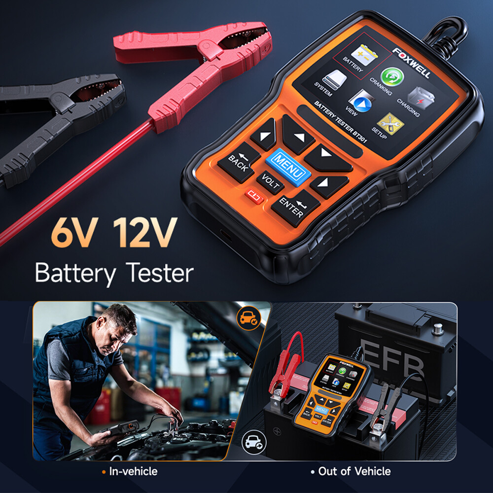 FOXWELL BT301 Battery Tester Load Drop Charging System Checker Analyzer Tool 12V