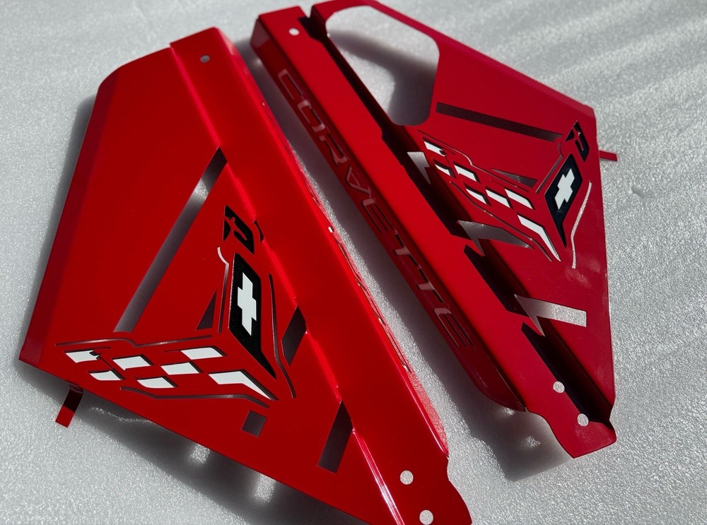 2020/2024 CORVETTE C8 ENGINE PANELS Chevy Edition Torch Red